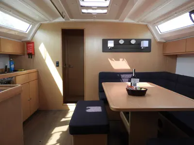 Salon of Rama, a Bavaria Cruiser 46 sailboat at Fethiye, Turkey