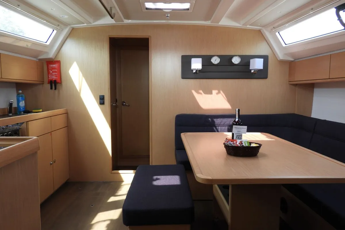 Salon of Rama, a Bavaria Cruiser 46 sailboat at Fethiye, Turkey