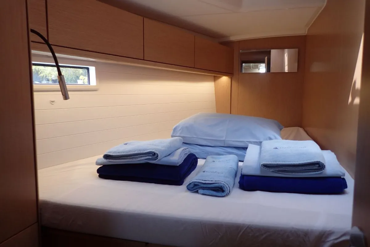 Cabin on Rama, a Bavaria Cruiser 46 sailboat at Fethiye, Turkey