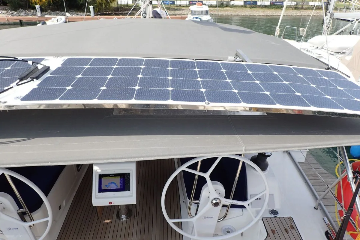 Cockpit of Rama, a Bavaria Cruiser 46 sailboat at Fethiye, Turkey