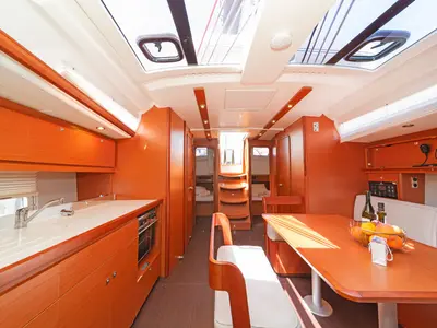 Galley of Ocean Wisper, a Dufour 430 sailboat at Port of Avdira, Greece