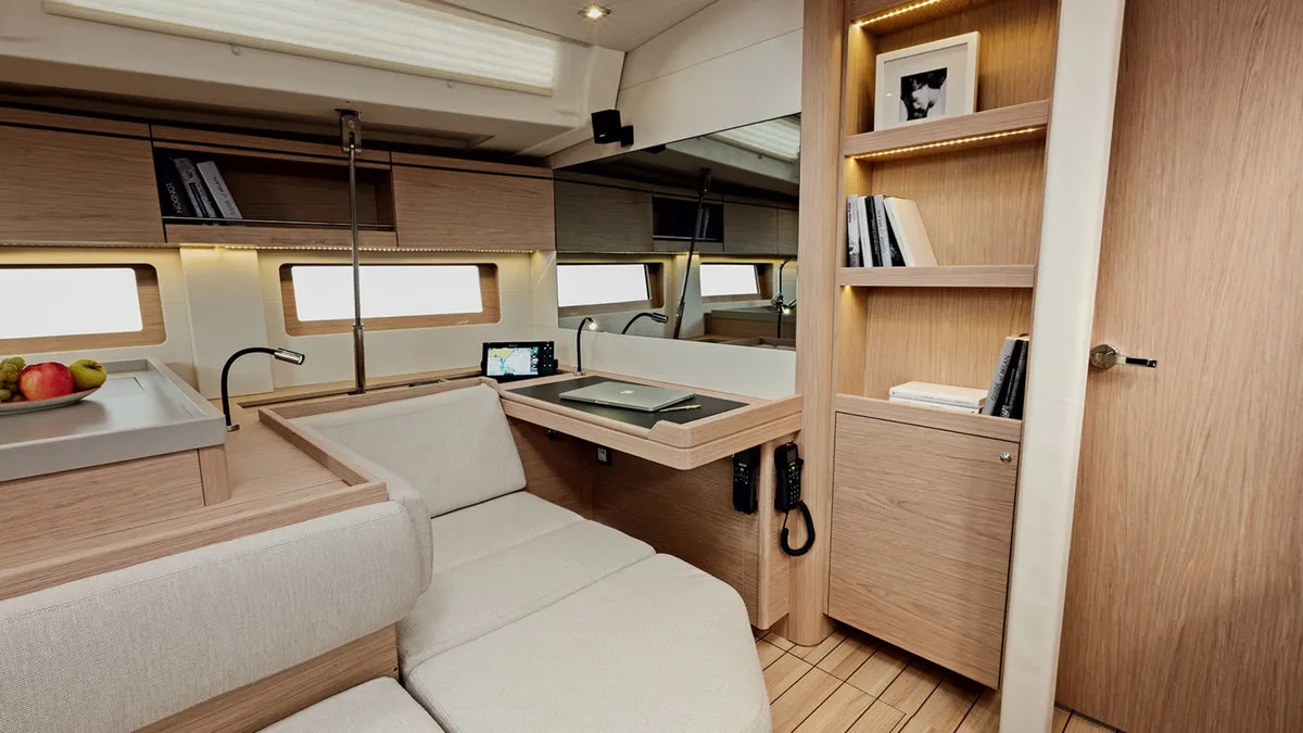 Salon of Sunsail 52.4 Classic, a Beneteau Oceanis 51.1 sailboat at Cannigione, Italy