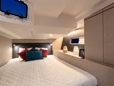 Cabin on Sunsail 52.4 Classic, a Beneteau Oceanis 51.1 sailboat at Cannigione, Italy