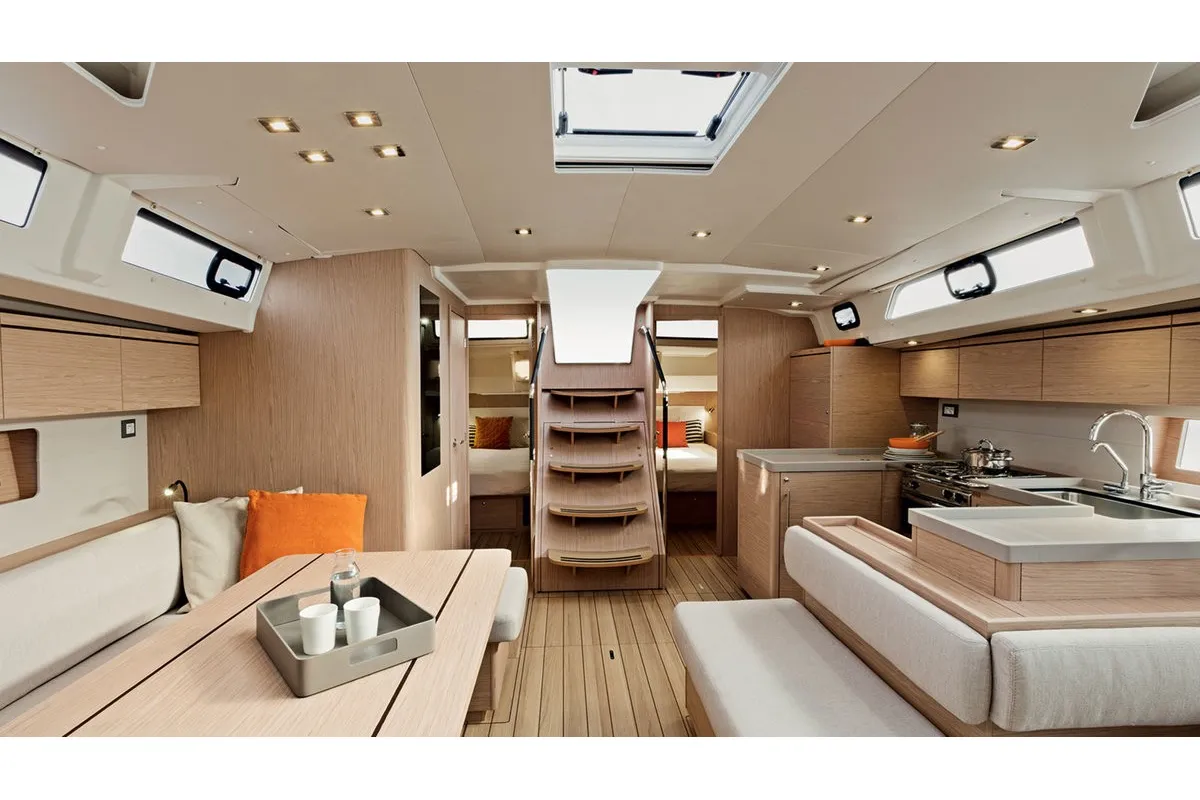 Salon of Sunsail 52.4 Classic, a Beneteau Oceanis 51.1 sailboat at Cannigione, Italy
