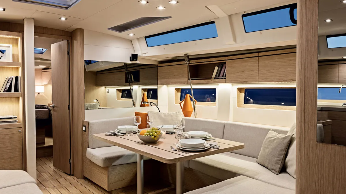Salon of Sunsail 52.4 Classic, a Beneteau Oceanis 51.1 sailboat at Cannigione, Italy