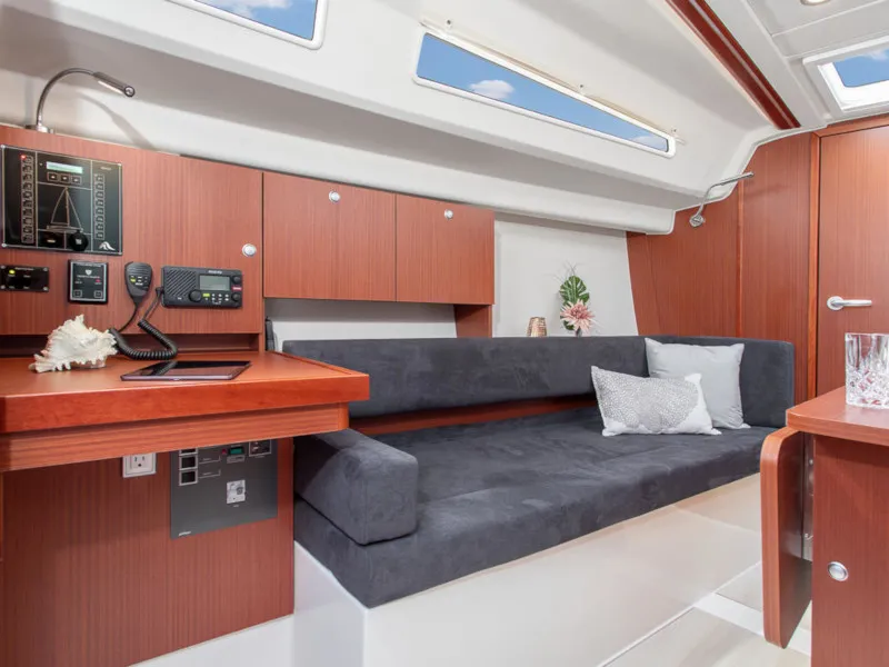 Salon of Waldi, a Hanse 315 sailboat at Altefähr, Germany