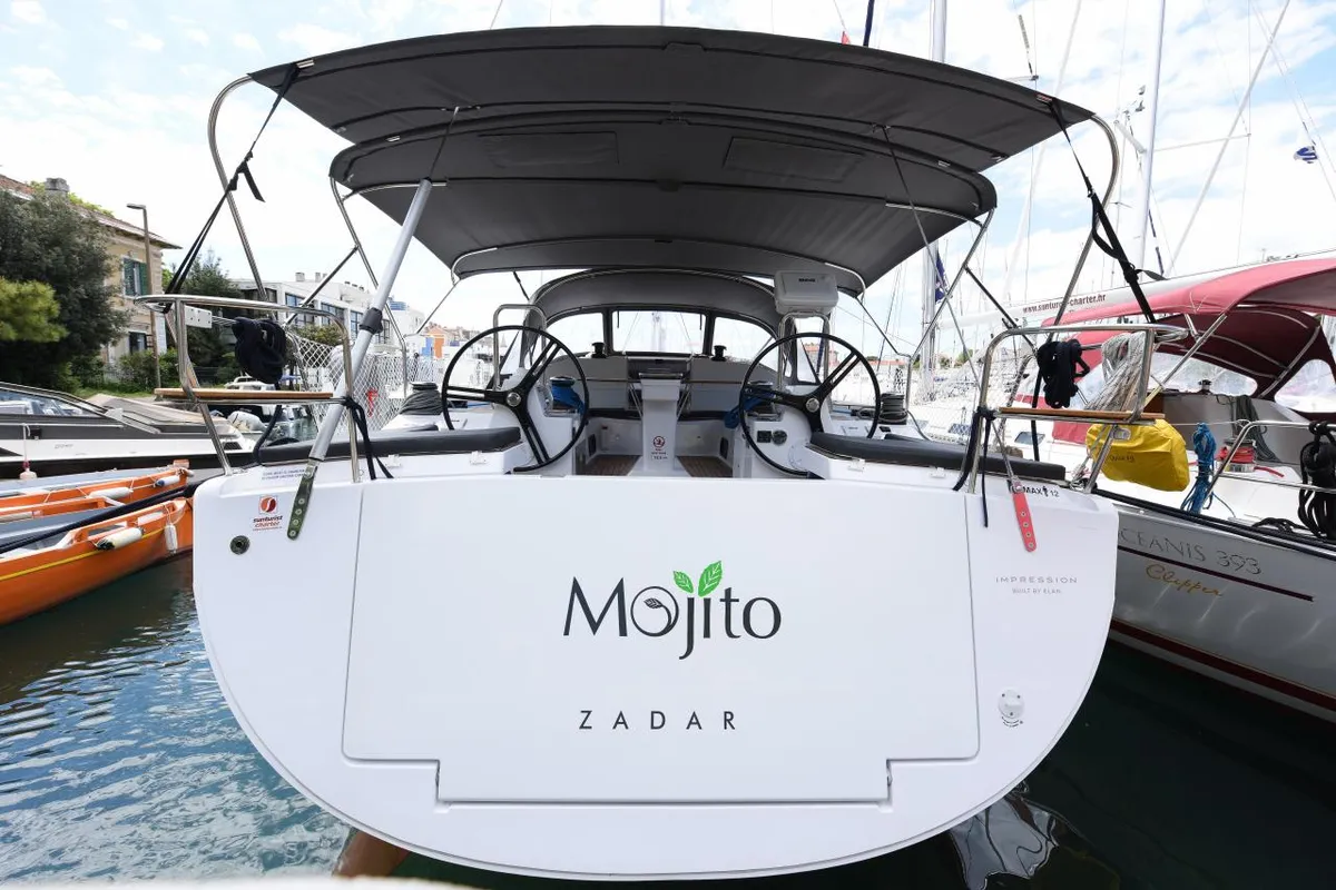 Exterior view of Mojito, a Elan Impression 50 sailboat at Zadar, Croatia
