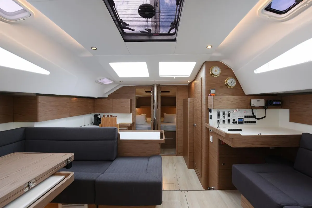 Salon of Mojito, a Elan Impression 50 sailboat at Zadar, Croatia