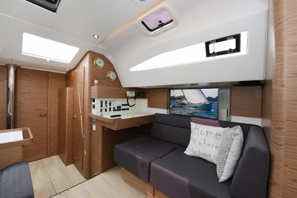 Salon of Mojito, a Elan Impression 50 sailboat at Zadar, Croatia