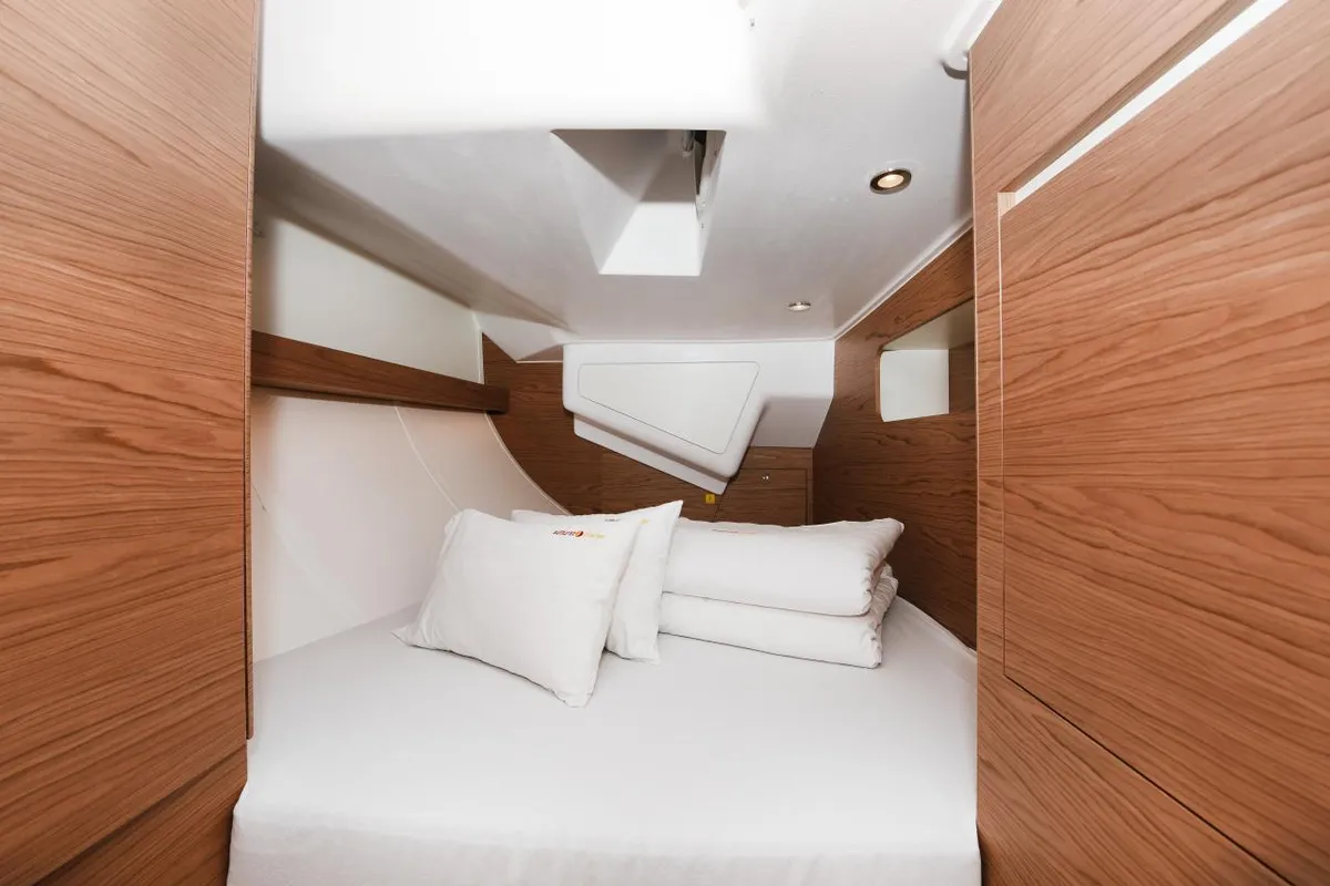 Cabin on Mojito, a Elan Impression 50 sailboat at Zadar, Croatia