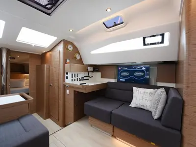 Salon of Mojito, a Elan Impression 50 sailboat at Zadar, Croatia