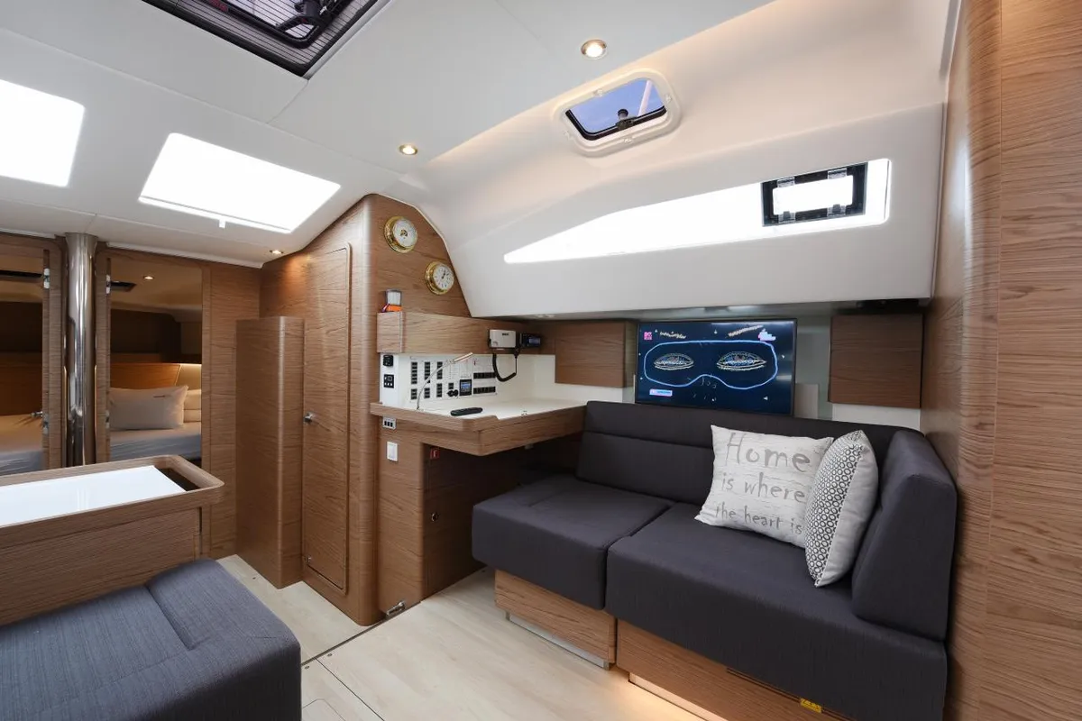 Salon of Mojito, a Elan Impression 50 sailboat at Zadar, Croatia