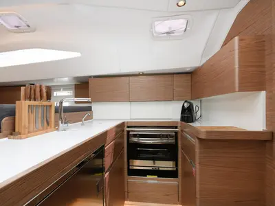 Galley of Mojito, a Elan Impression 50 sailboat at Zadar, Croatia