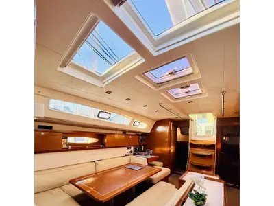 Salon of ZOI, a Beneteau Oceanis 50 Family sailboat at Municipal Unit of Lefkada, Greece