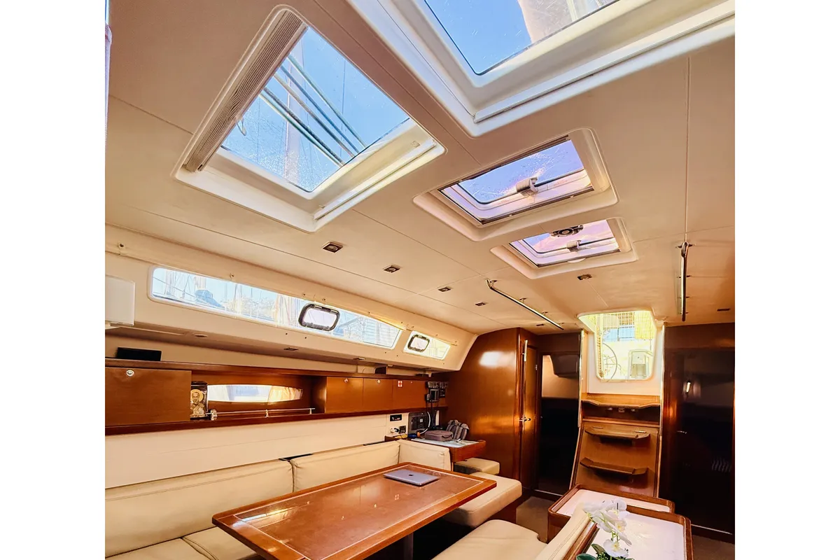 Salon of ZOI, a Beneteau Oceanis 50 Family sailboat at Municipal Unit of Lefkada, Greece
