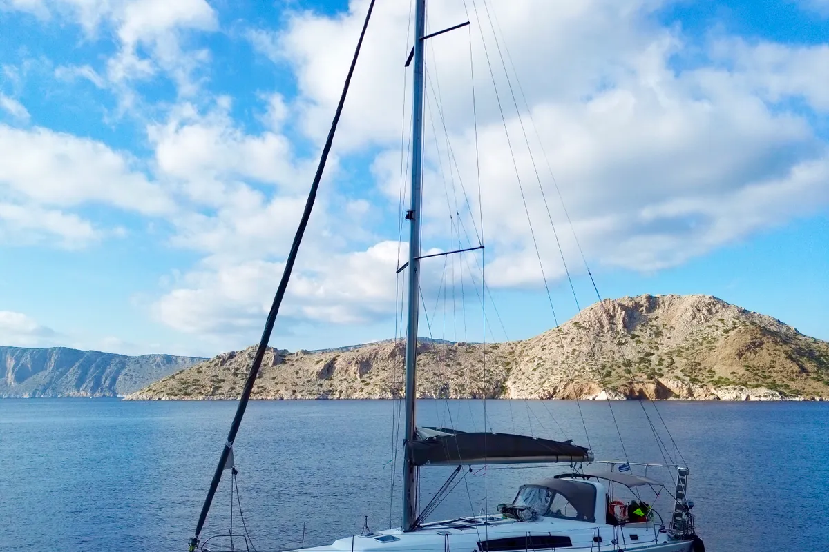 Exterior view of ZOI, a Beneteau Oceanis 50 Family sailboat at Municipal Unit of Lefkada, Greece