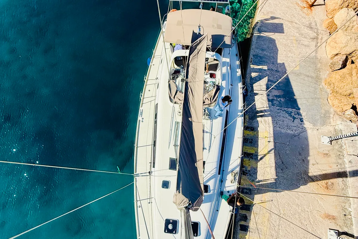 Exterior view of ZOI, a Beneteau Oceanis 50 Family sailboat at Municipal Unit of Lefkada, Greece
