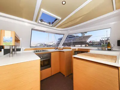Galley of Rosa, a Nautitech 40 Open catamaran at Grad Trogir, Croatia