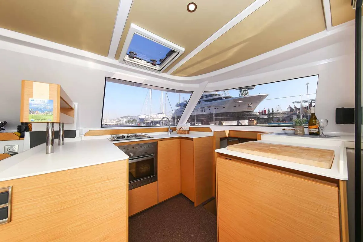 Galley of Rosa, a Nautitech 40 Open catamaran at Grad Trogir, Croatia