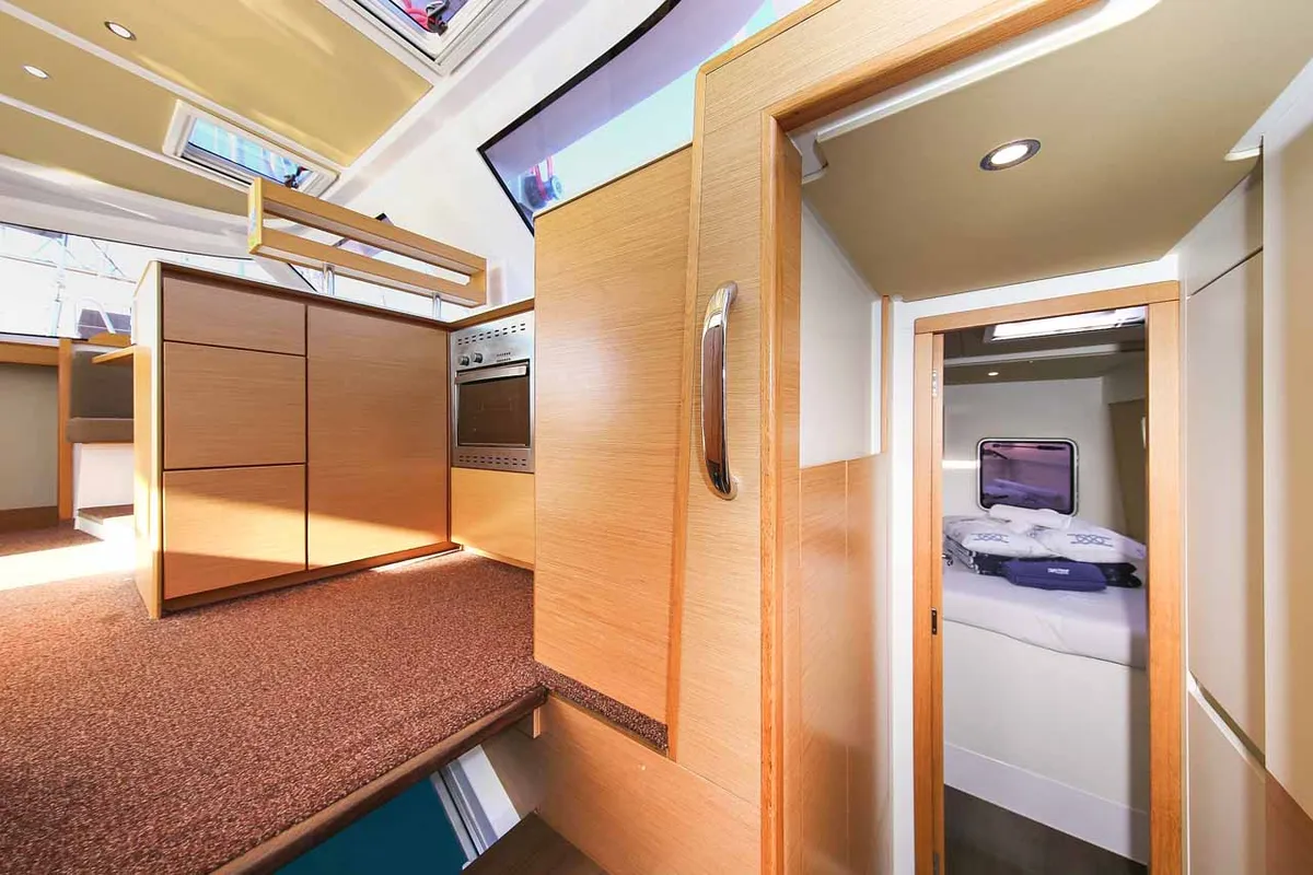 Cabin on Rosa, a Nautitech 40 Open catamaran at Grad Trogir, Croatia