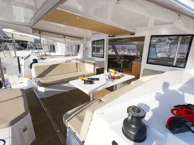 Salon of Rosa, a Nautitech 40 Open catamaran at Grad Trogir, Croatia