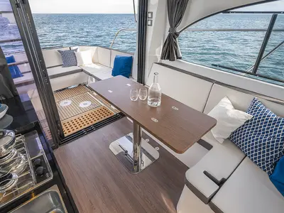 Salon of ELA, a Beneteau Antares 11 OB motorboat at Grad Pula, Croatia