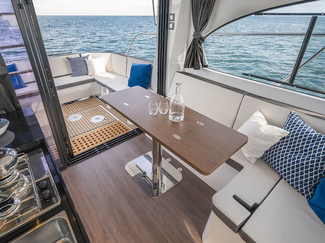 Salon of ELA, a Beneteau Antares 11 OB motorboat at Grad Pula, Croatia