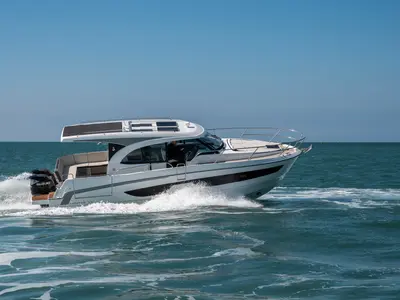 Exterior view of ELA, a Beneteau Antares 11 OB motorboat at Grad Pula, Croatia