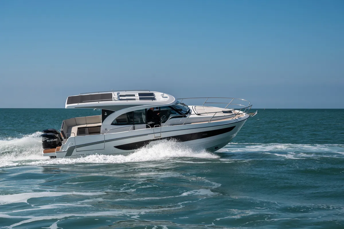 Exterior view of ELA, a Beneteau Antares 11 OB motorboat at Grad Pula, Croatia