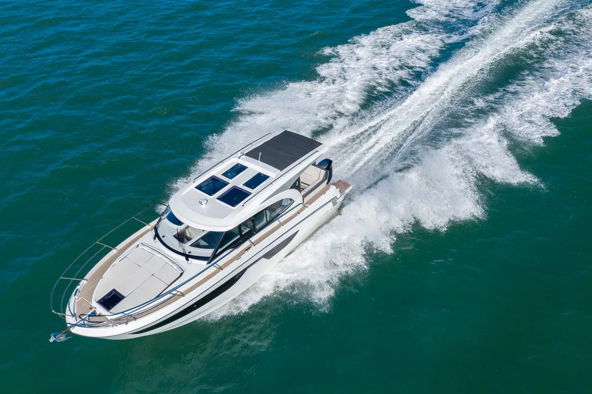 Exterior view of ELA, a Beneteau Antares 11 OB motorboat at Grad Pula, Croatia