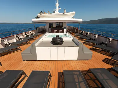 Deck of Yolo, a Gulet Motoryacht motor yacht at Split, Croatia