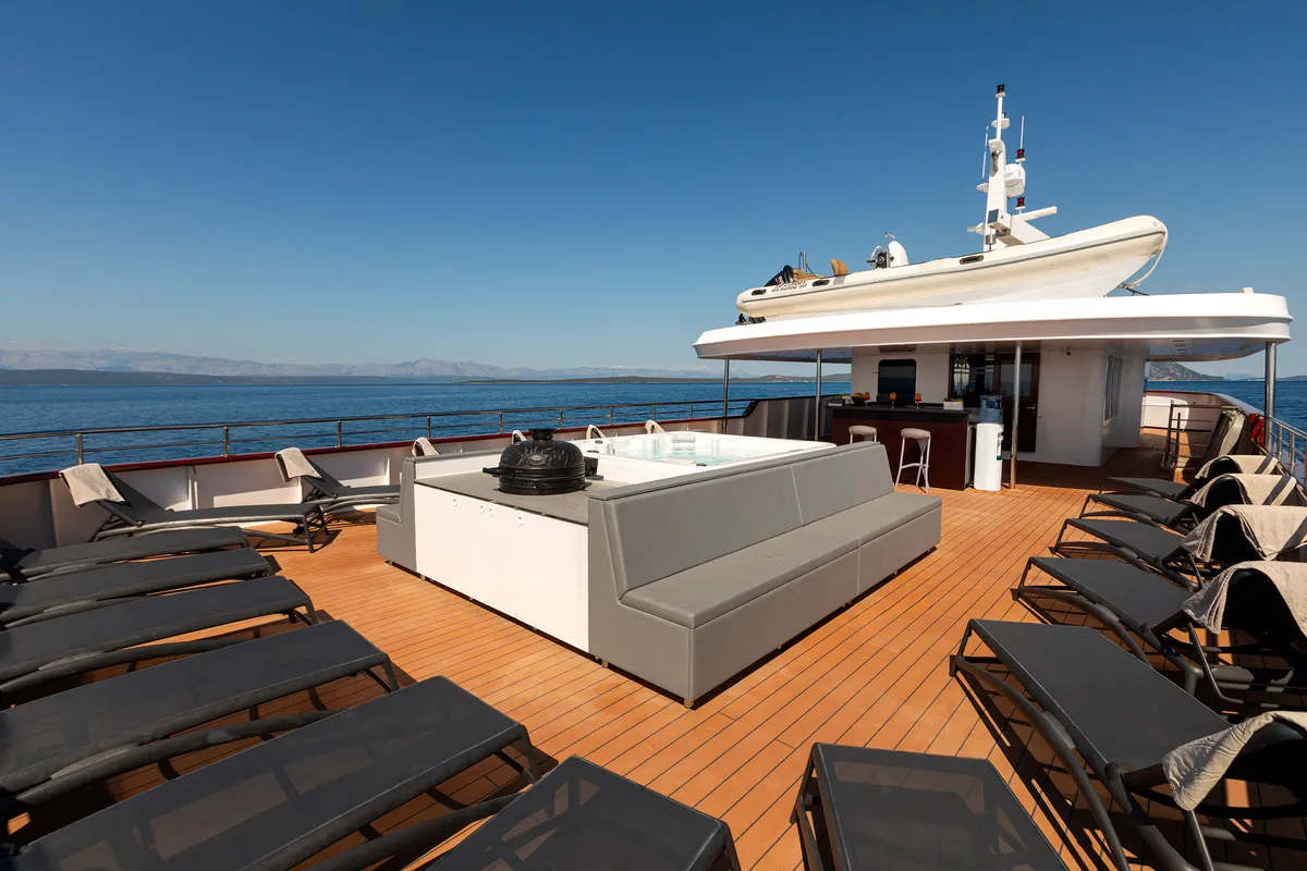 Deck of Yolo, a Gulet Motoryacht motor yacht at Split, Croatia