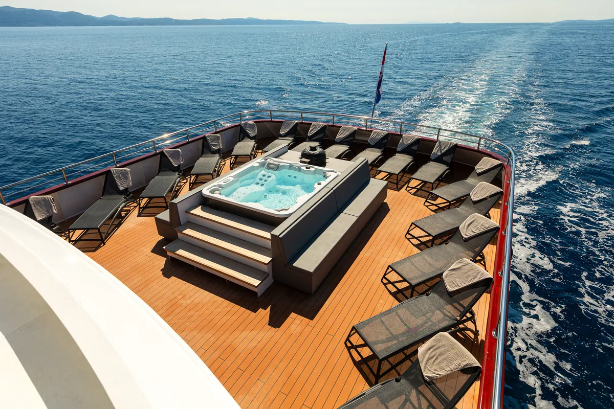Deck of Yolo, a Gulet Motoryacht motor yacht at Split, Croatia