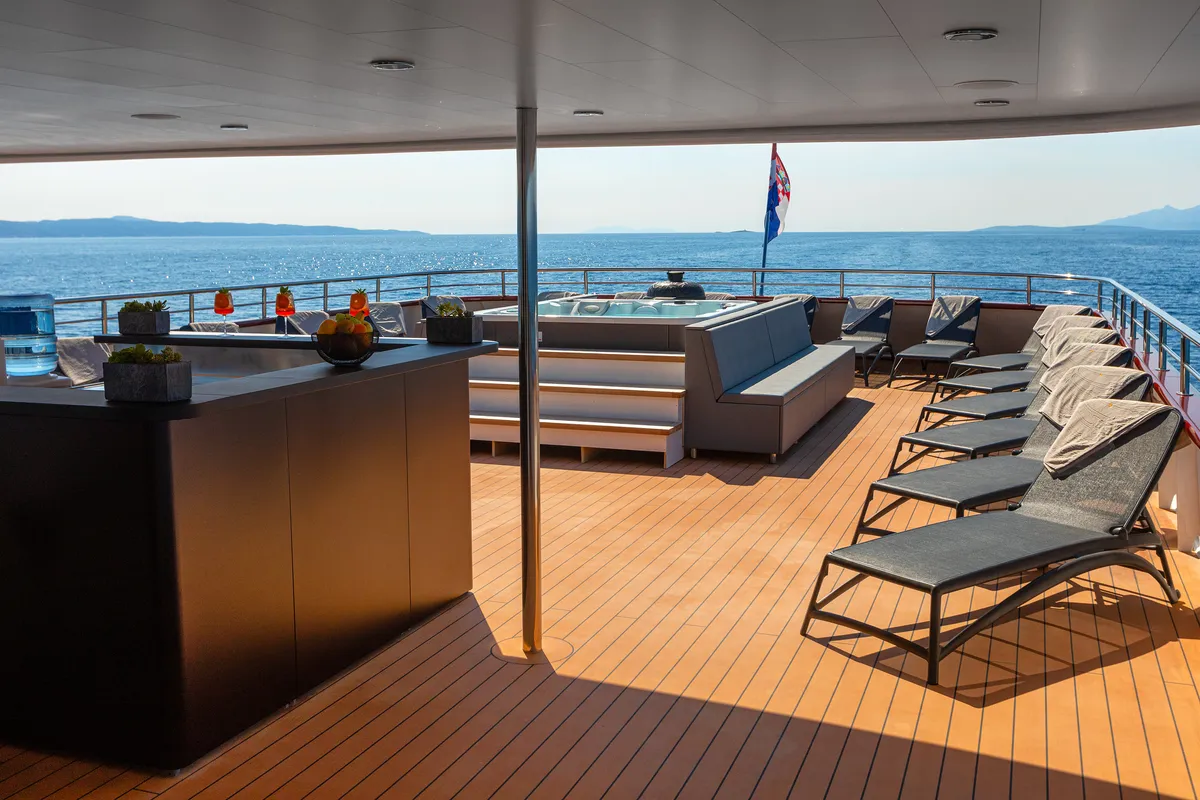 Deck of Yolo, a Gulet Motoryacht motor yacht at Split, Croatia
