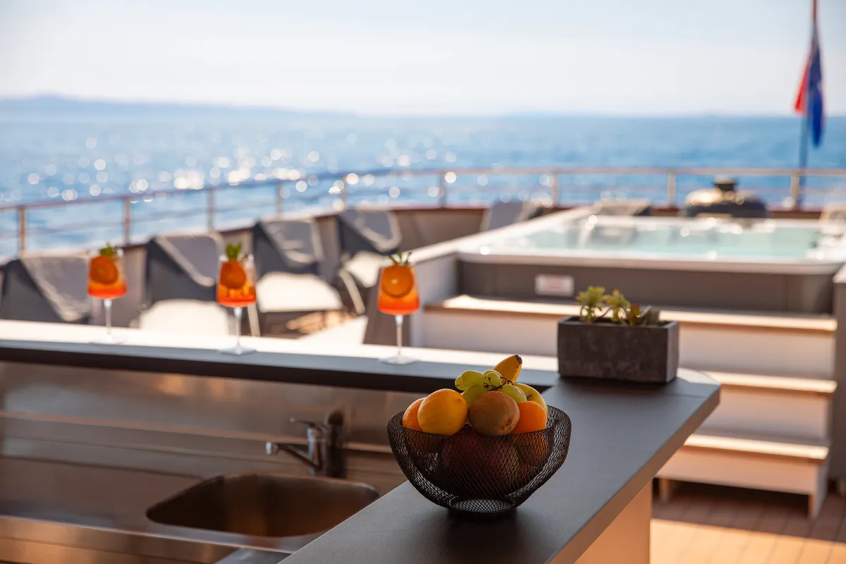 Deck of Yolo, a Gulet Motoryacht motor yacht at Split, Croatia