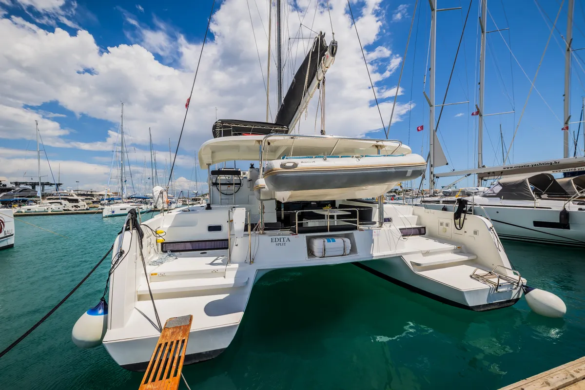 Exterior view of Edita, a Lagoon 42 catamaran at Seget Donji, Croatia