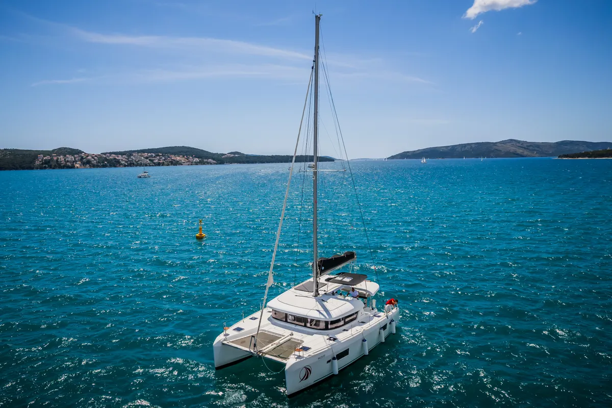 Exterior view of Edita, a Lagoon 42 catamaran at Seget Donji, Croatia