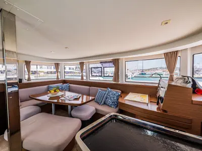 Salon of Edita, a Lagoon 42 catamaran at Seget Donji, Croatia