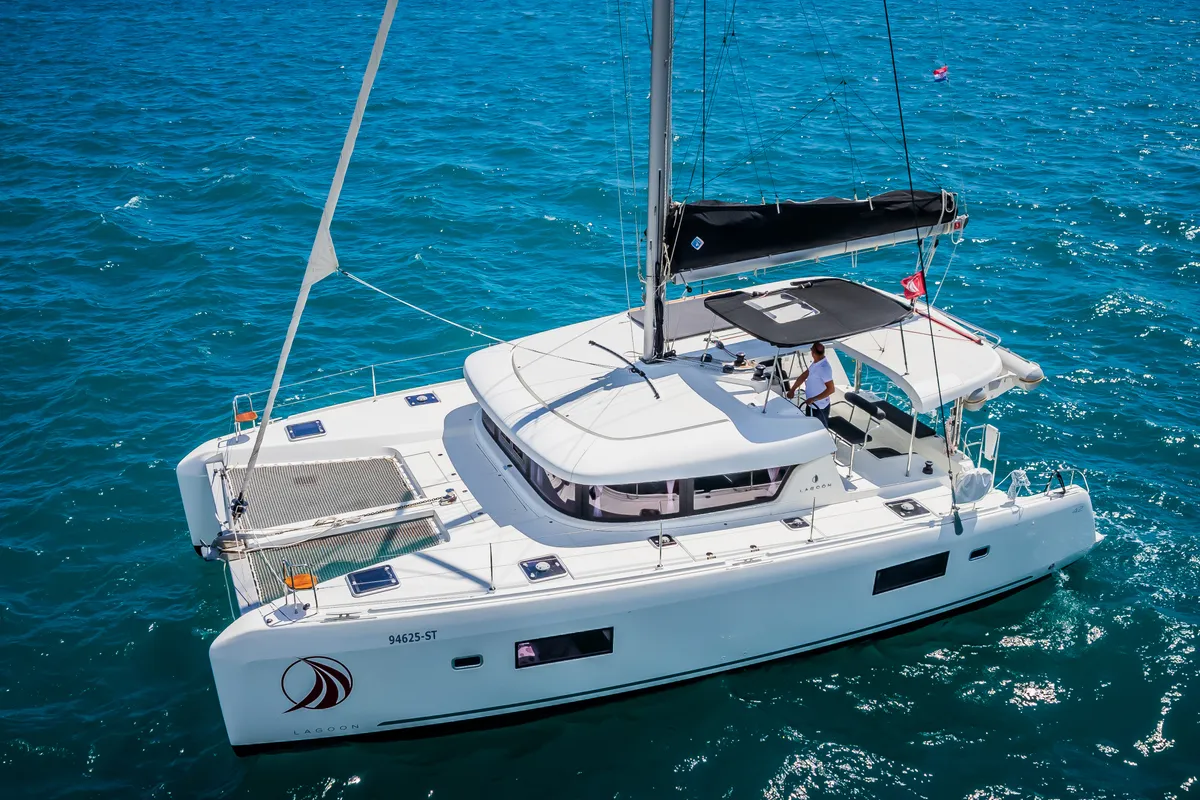 Exterior view of Edita, a Lagoon 42 catamaran at Seget Donji, Croatia