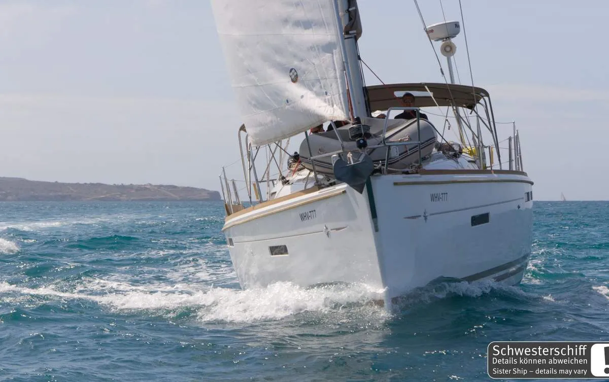 Exterior view of Veterano, a Jeanneau Sun Odyssey 409 sailboat at Barth, Germany