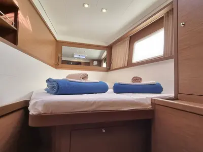 Cabin on Carmela, a Lagoon 450 Fly catamaran at Sant Antoni de Portmany, Spain