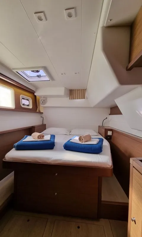 Cabin on Carmela, a Lagoon 450 Fly catamaran at Sant Antoni de Portmany, Spain