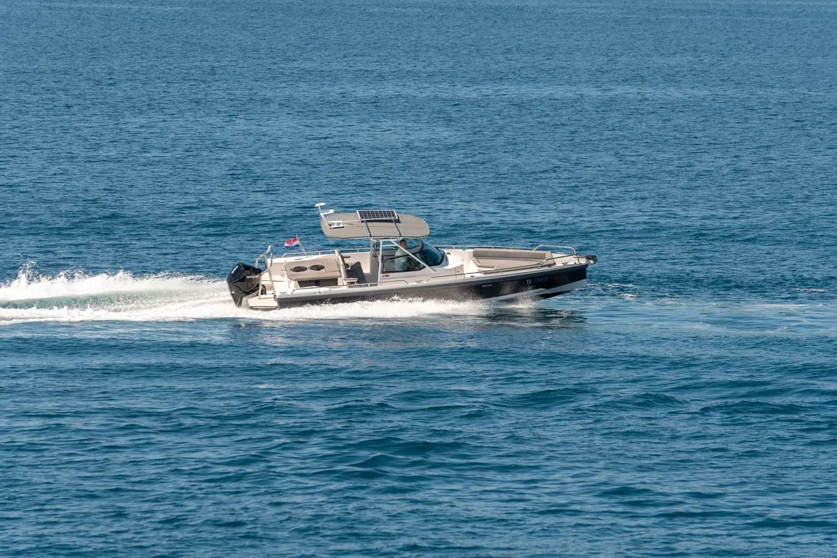 Axopar, a Axopar 28 T-Top motorboat at Grad Trogir, Croatia