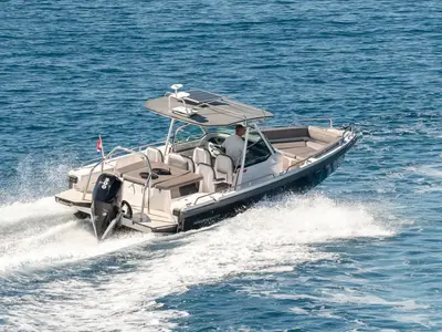 Axopar, a Axopar 28 T-Top motorboat at Grad Trogir, Croatia