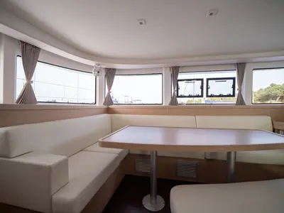 Salon of Cassatina, a Lagoon 42 catamaran at Olbia, Italy