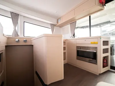 Galley of Cassatina, a Lagoon 42 catamaran at Olbia, Italy