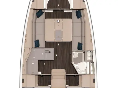 Floor plan of Helios III, a Dufour 37 sailboat at Marseille, France