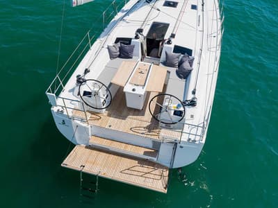 Deck of Sunsail 42 Premium, a Beneteau Oceanis 40.1 sailboat at Road Town, British Virgin Islands