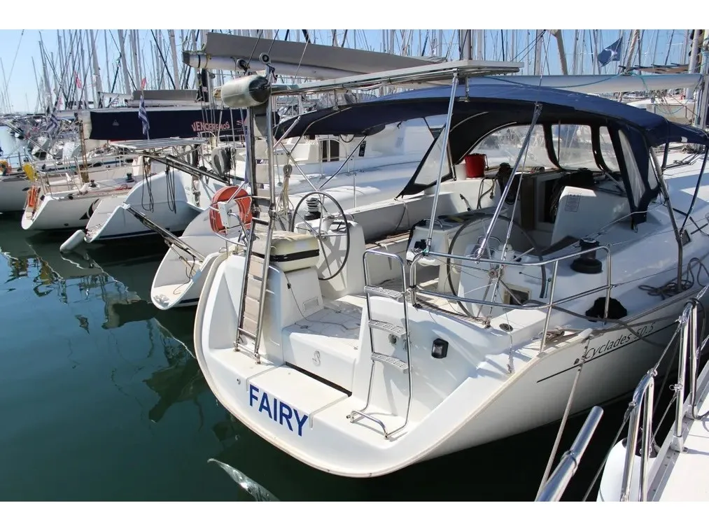 Exterior view of Fairy, a Beneteau Cyclades 50.5 sailboat at Athens, Greece