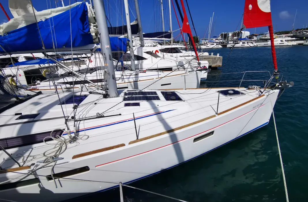 Phat Dolphin, a Jeanneau Sun Odyssey 479 sailboat at Ribishi, Saint Vincent and the Grenadines